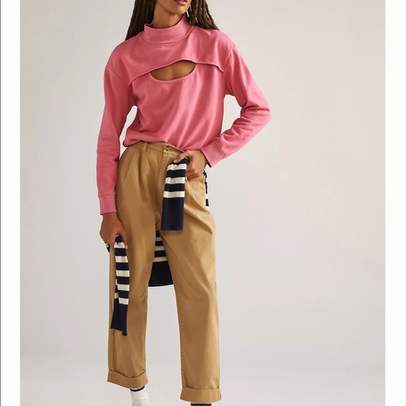 Anthropologie Cut-Out Funnel Neck Sweatshirt - Picture 3 of 7